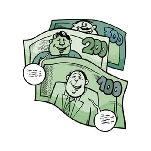 Цветной вариант раскраски деньги разный номинал