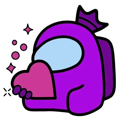 Цветной вариант раскраски амонг ас держит сердце