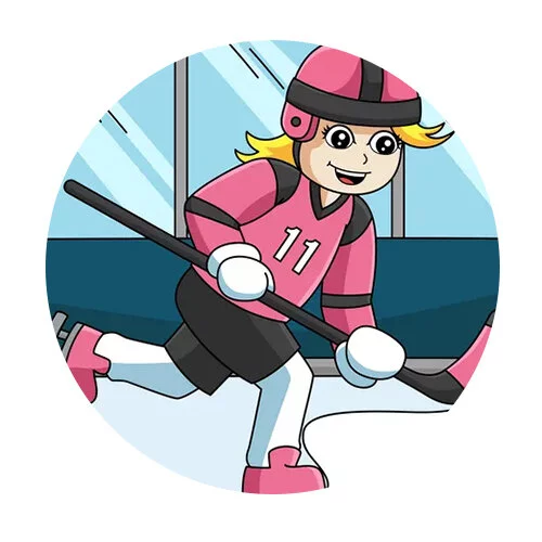 Цветной вариант раскраски девочка хоккеист