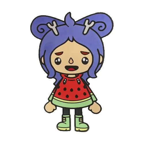 Цветной вариант раскраски девочка с бантом тока бока