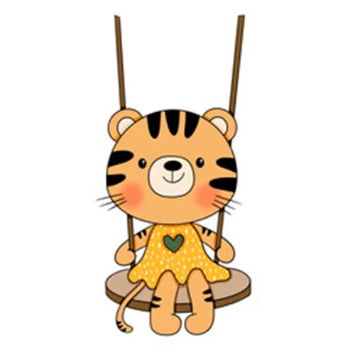 Цветной вариант раскраски девочка тигр сидит