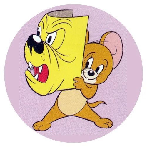 Цветной вариант раскраски джерри с маской собаки