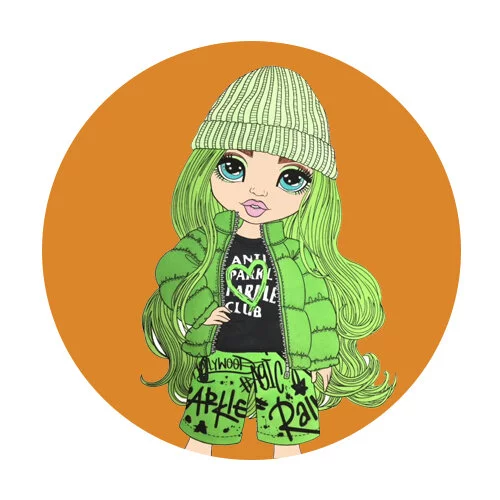 Цветной вариант раскраски джейд хантер рейнбоу хай (rainbow high)