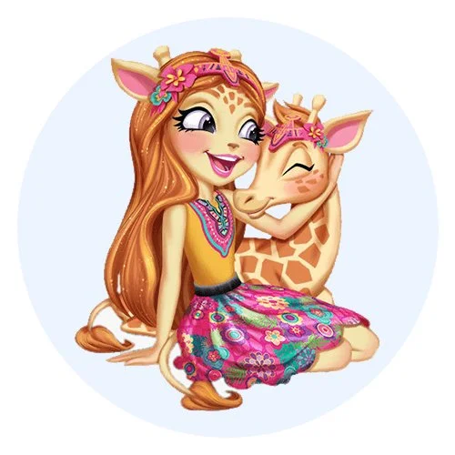 Цветной вариант раскраски джиллиан жираффи и паул энчантималс