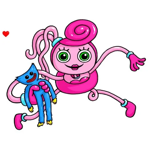 Цветной вариант раскраски длинноногая мама хагги вагги