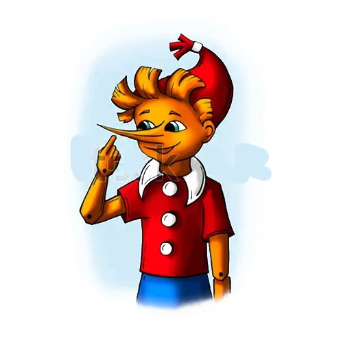 Цветной вариант раскраски длинный нос буратино