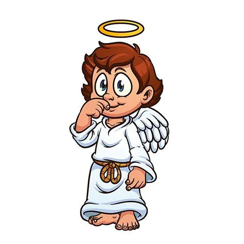 Цветной вариант раскраски добрый ангел