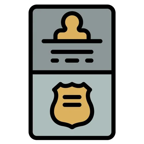 Цветной вариант раскраски документы полицейского