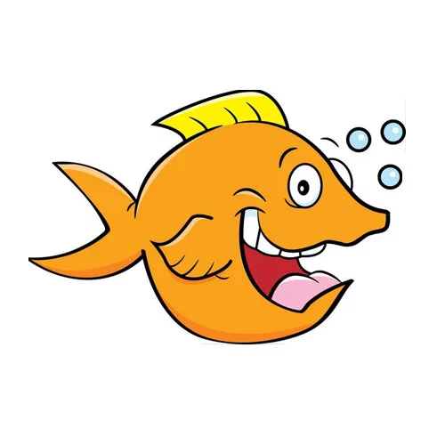 Цветной пример раскраски довольная рыба