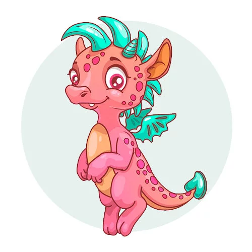 Цветной вариант раскраски дракон завис