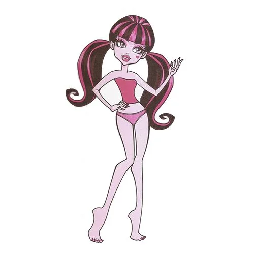 Цветной вариант раскраски монстр хай дракулаура в купальнике