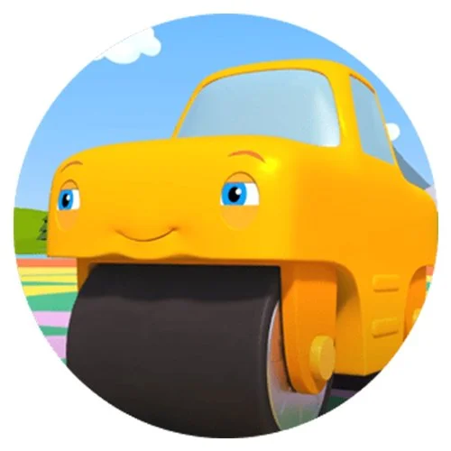 Цветной пример раскраски друг синего трактора каток