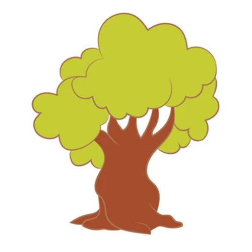 Цветной вариант раскраски дуб