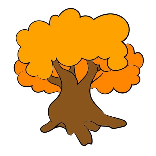 Цветной пример раскраски дуб дерево