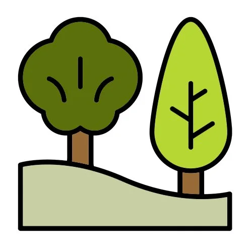 Цветной вариант раскраски два дерева на опушке