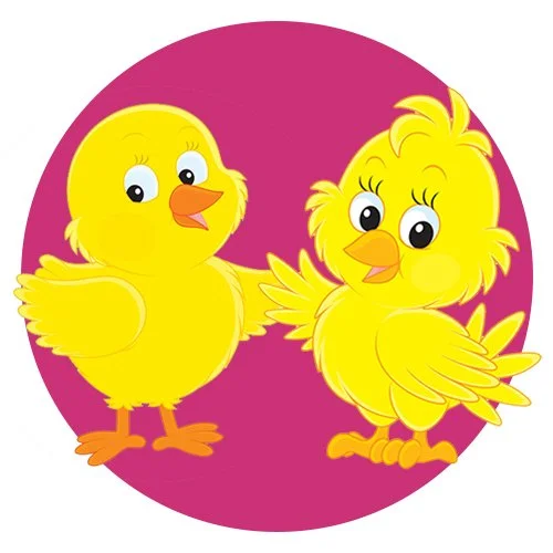 Цветной вариант раскраски два друга цыпленка