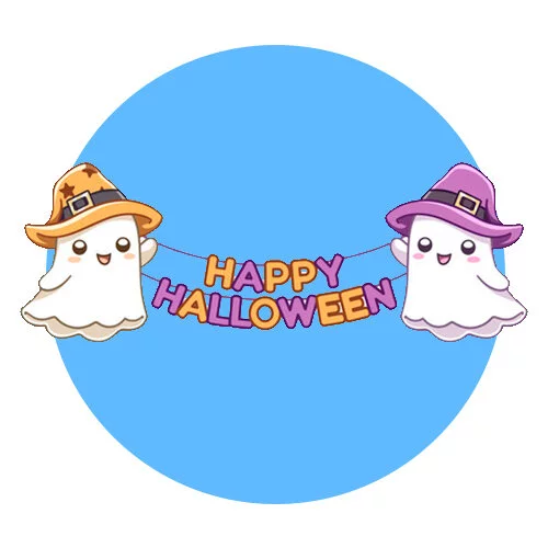 Цветной вариант раскраски два приведения хэллоуин