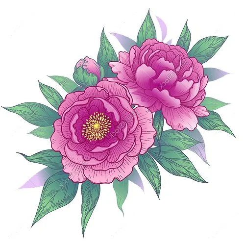 Цветной вариант раскраски две больших розы