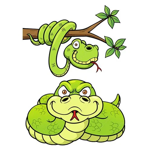 Цветной пример раскраски две змеи