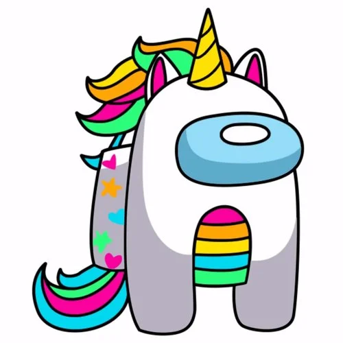 Цветной вариант раскраски амонг ас единорог космонавт