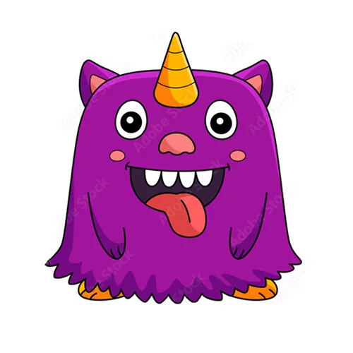 Цветной пример раскраски единорог-монстр