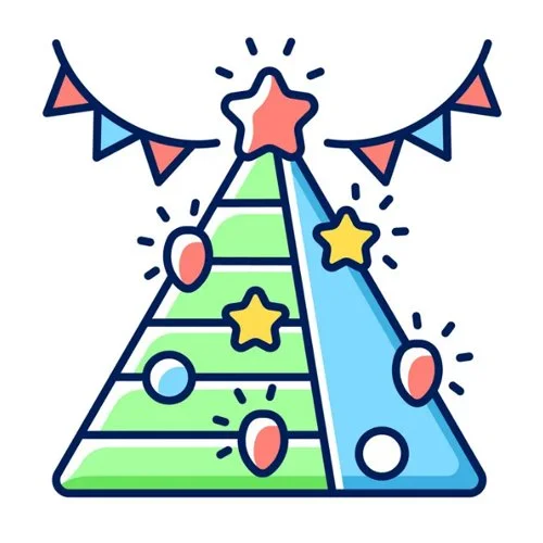 Цветной пример раскраски ёлочка новогодняя с игрушками