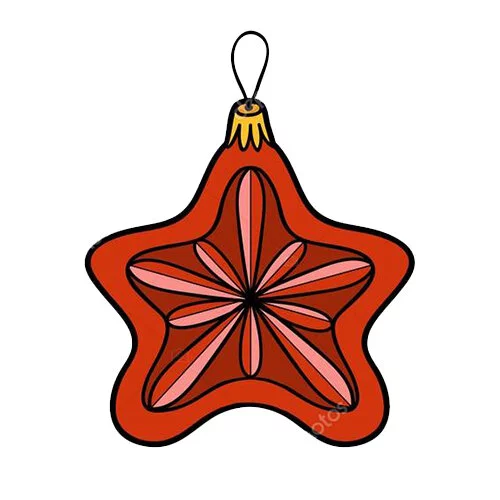 Цветной вариант раскраски елочная игрушка милая звездочка