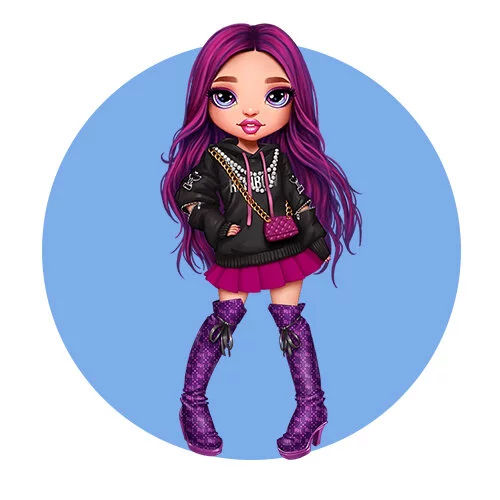 Цветной вариант раскраски эми ванда рейнбоу хай (rainbow high)