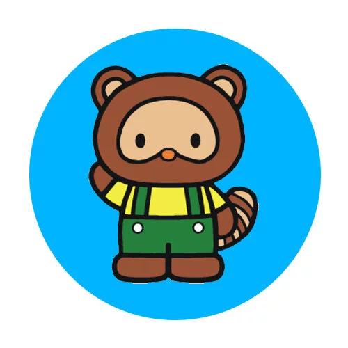 Цветной вариант раскраски енот трейси