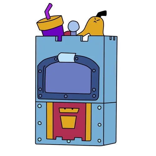 Цветной вариант раскраски эш мусорный контейнер