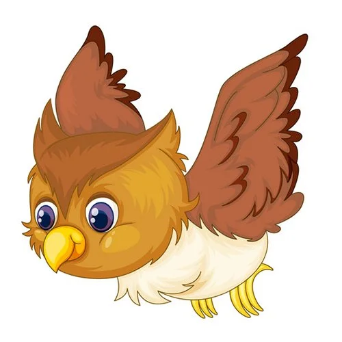 Цветной вариант раскраски филин летит