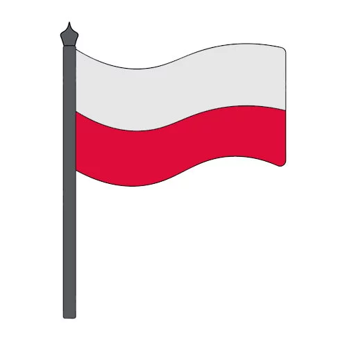 Цветной пример раскраски флаг польши