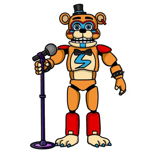 Цветной вариант раскраски фредди гламрок с микрофоном