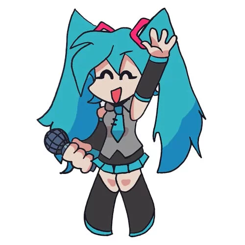 Цветной вариант раскраски friday night funkin' мику