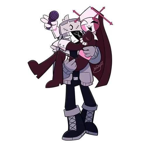 Цветной вариант раскраски friday night funkin парочка