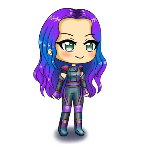 Цветной вариант раскраски гача лайф аниме с длинными волосами