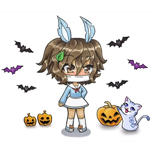 Цветной вариант раскраски гача лайф аниме с ушами