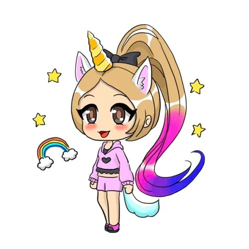 Цветной вариант раскраски гача лайф единорожка
