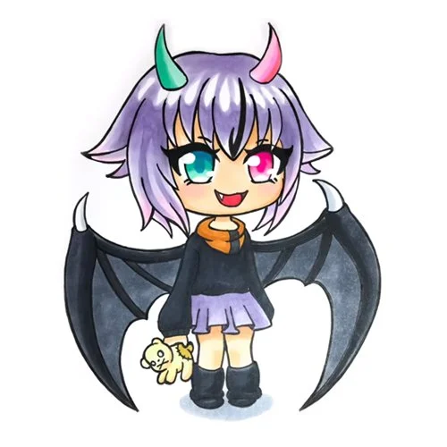 Цветной вариант раскраски гача лайф летучая мышь