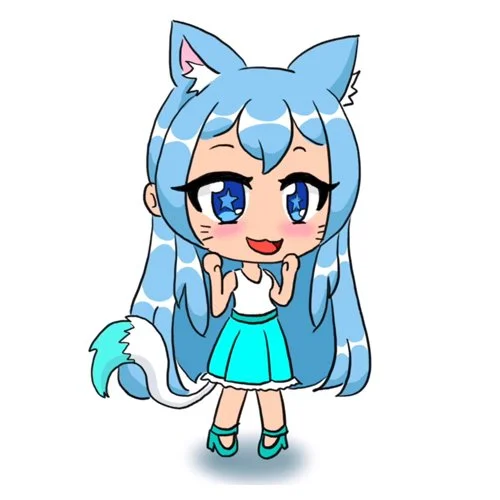 Цветной вариант раскраски гача лайф лисенок аниме