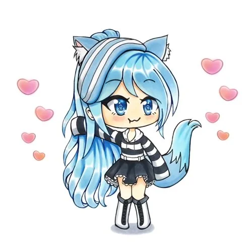 Цветной вариант раскраски гача лайф с хвостиком лисы