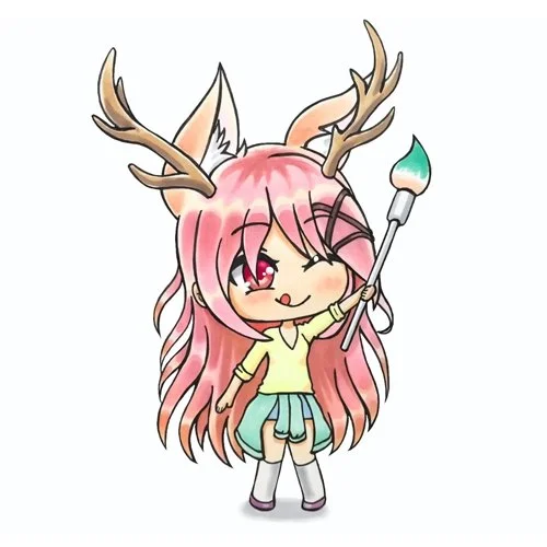 Цветной вариант раскраски гача лайф с рожками