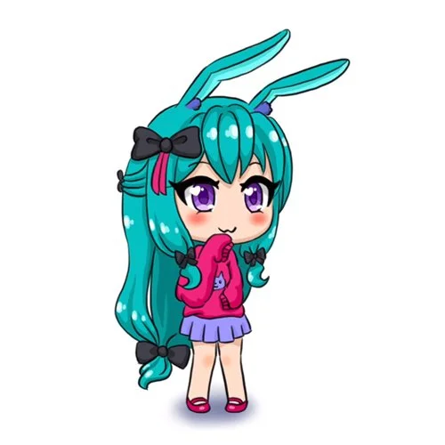 Цветной вариант раскраски гача лайф с ушками зайки