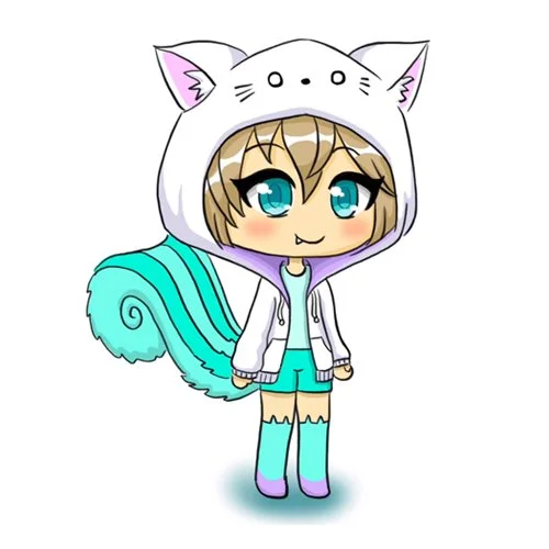 Цветной вариант раскраски гача лайф в толстовке