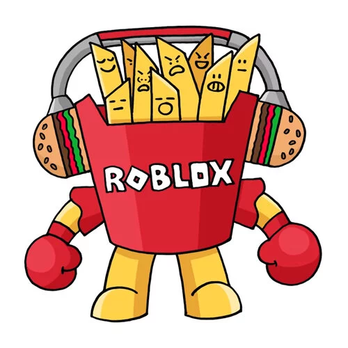 Цветной вариант раскраски gang o fries роблока картофель фри