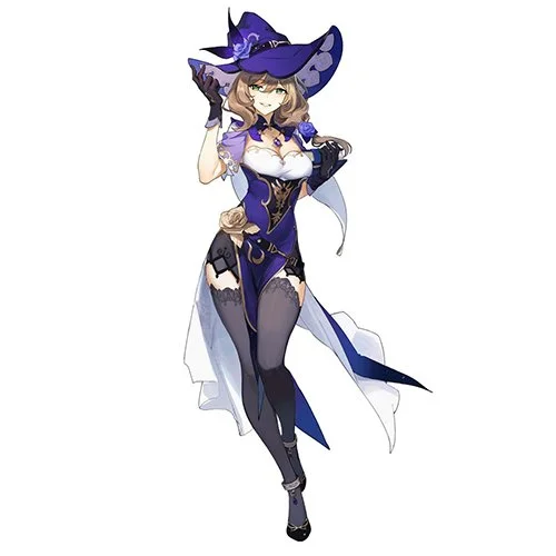 Цветной вариант раскраски genshin impact лиза