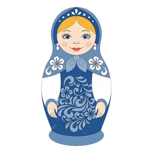 Цветной вариант раскраски гжель матрешка