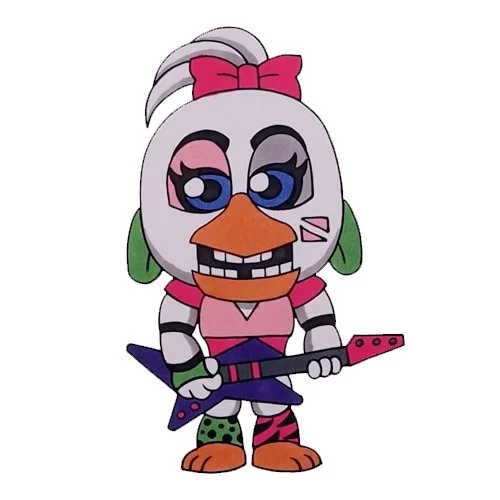 Цветной вариант раскраски глэмрок чика фнаф 9