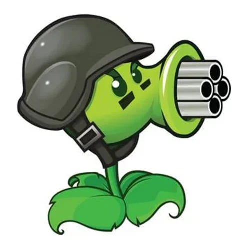 Цветной пример раскраски горох-пулемет