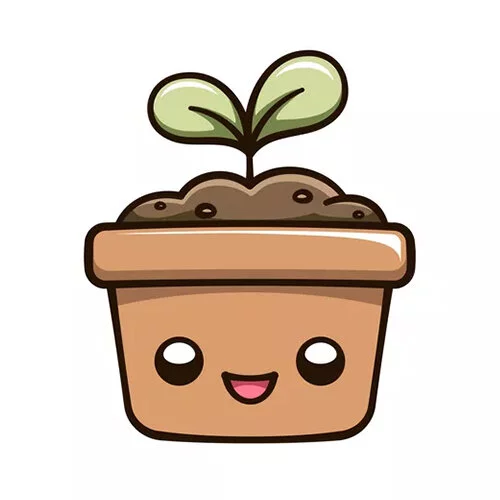 Цветной вариант раскраски горшок каваи